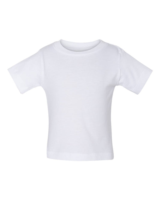 Bella + Canvas 3001 white infant cotton t-shirt, front view