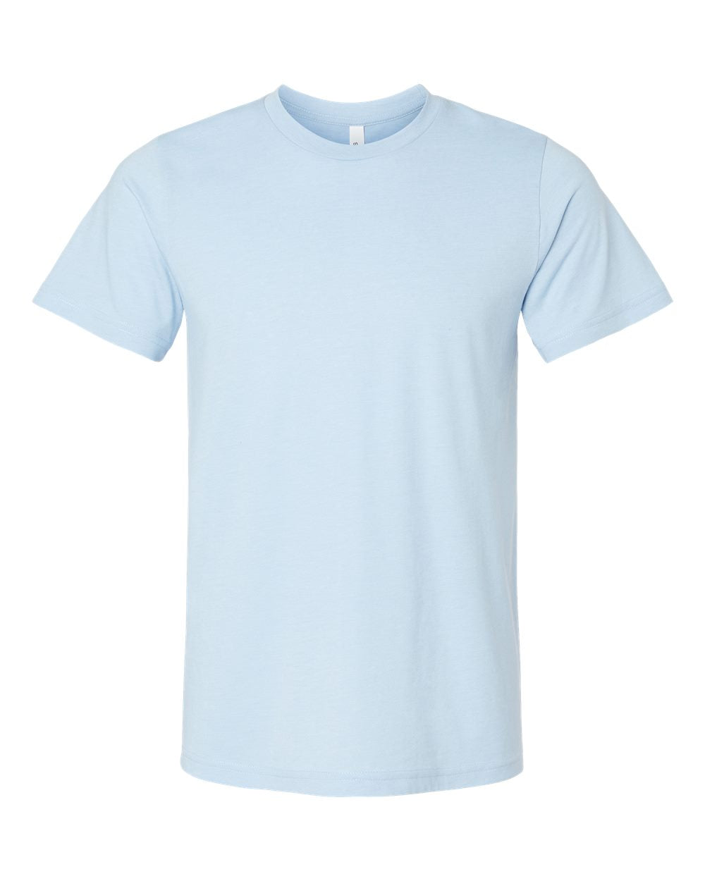 Bella + Canvas 3001 heather baby blue cotton t-shirt, front view