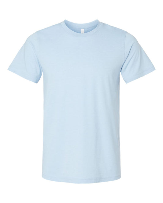 Bella + Canvas 3001 heather baby blue cotton t-shirt, front view