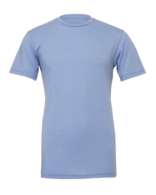 Bella + Canvas 3001 heather blue cotton t-shirt, front view