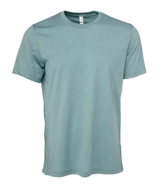 Bella + Canvas 3001 heather blue lagoon cotton t-shirt, front view