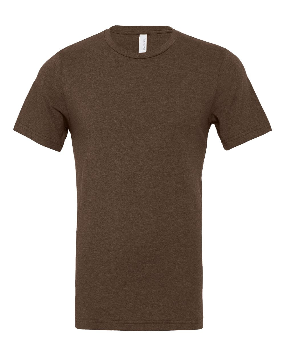 Bella + Canvas 3001 heather brown cotton t-shirt, front view