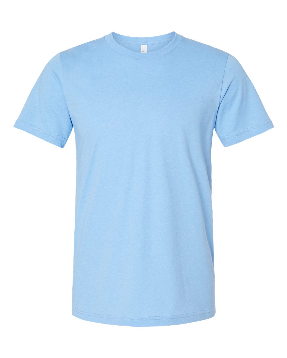 Bella + Canvas 3001 heather carolina blue cotton t-shirt, front view