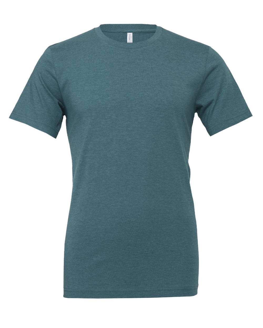 Bella + Canvas 3001 heather deep teal cotton t-shirt, front view