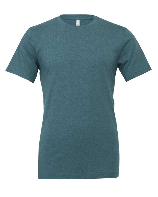 Bella + Canvas 3001 heather deep teal cotton t-shirt, front view