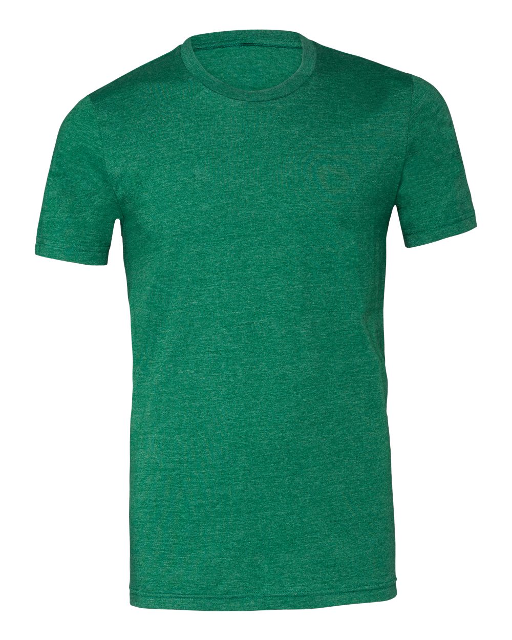 Bella + Canvas 3001 heather grass green cotton t-shirt, front view