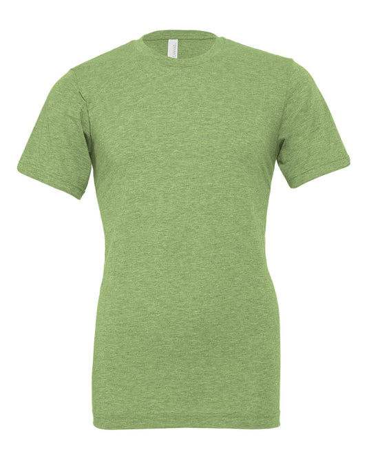 Bella + Canvas 3001 heather green cotton t-shirt, front view