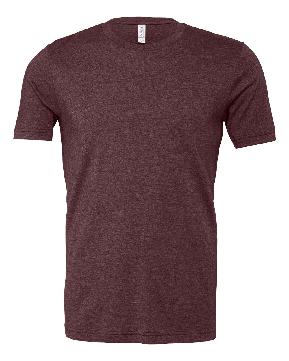 Bella + Canvas 3001 heather maroon cotton t-shirt, front view