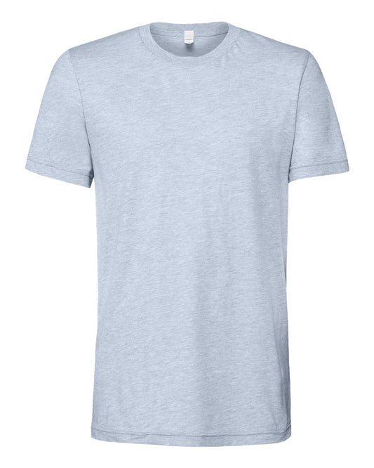 Bella + Canvas 3001 heather prism blue cotton t-shirt, front view