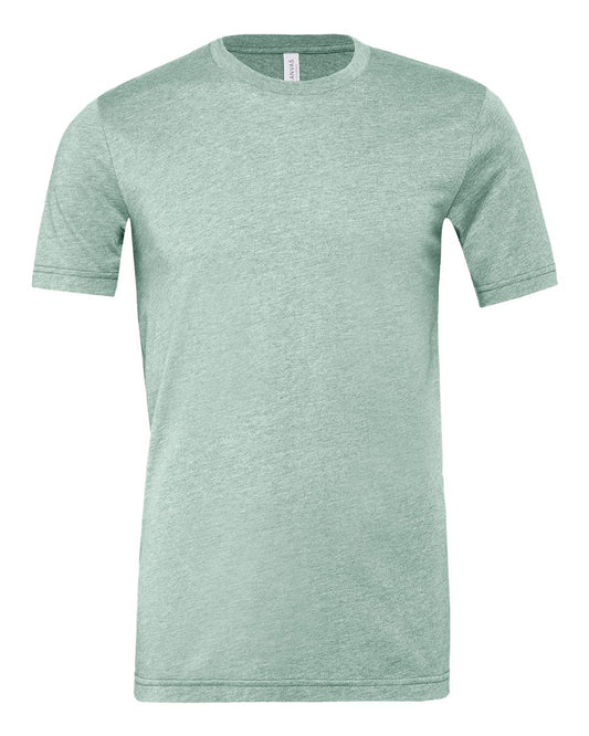 Bella + Canvas 3001 heather prism dusty blue cotton t-shirt, front view