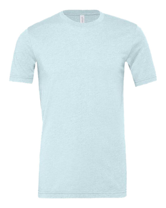 Bella + Canvas 3001 heather prism ice blue cotton t-shirt, front view