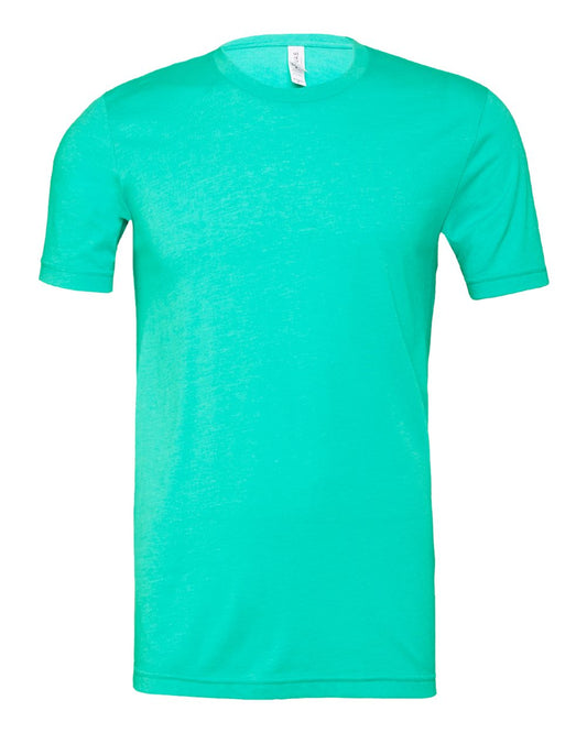 Bella + Canvas 3001 heather sea green cotton t-shirt, front view
