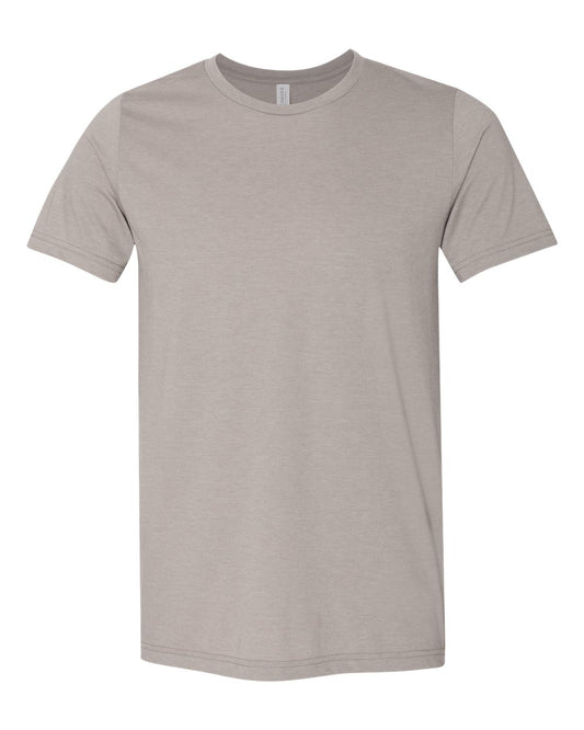 Bella + Canvas 3001 heather stone cotton t-shirt, front view