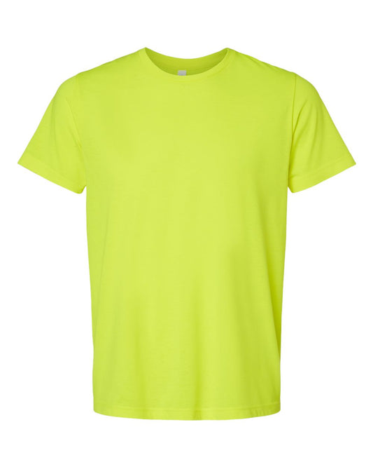 Bella + Canvas 3001 neon yellow cotton t-shirt, front view
