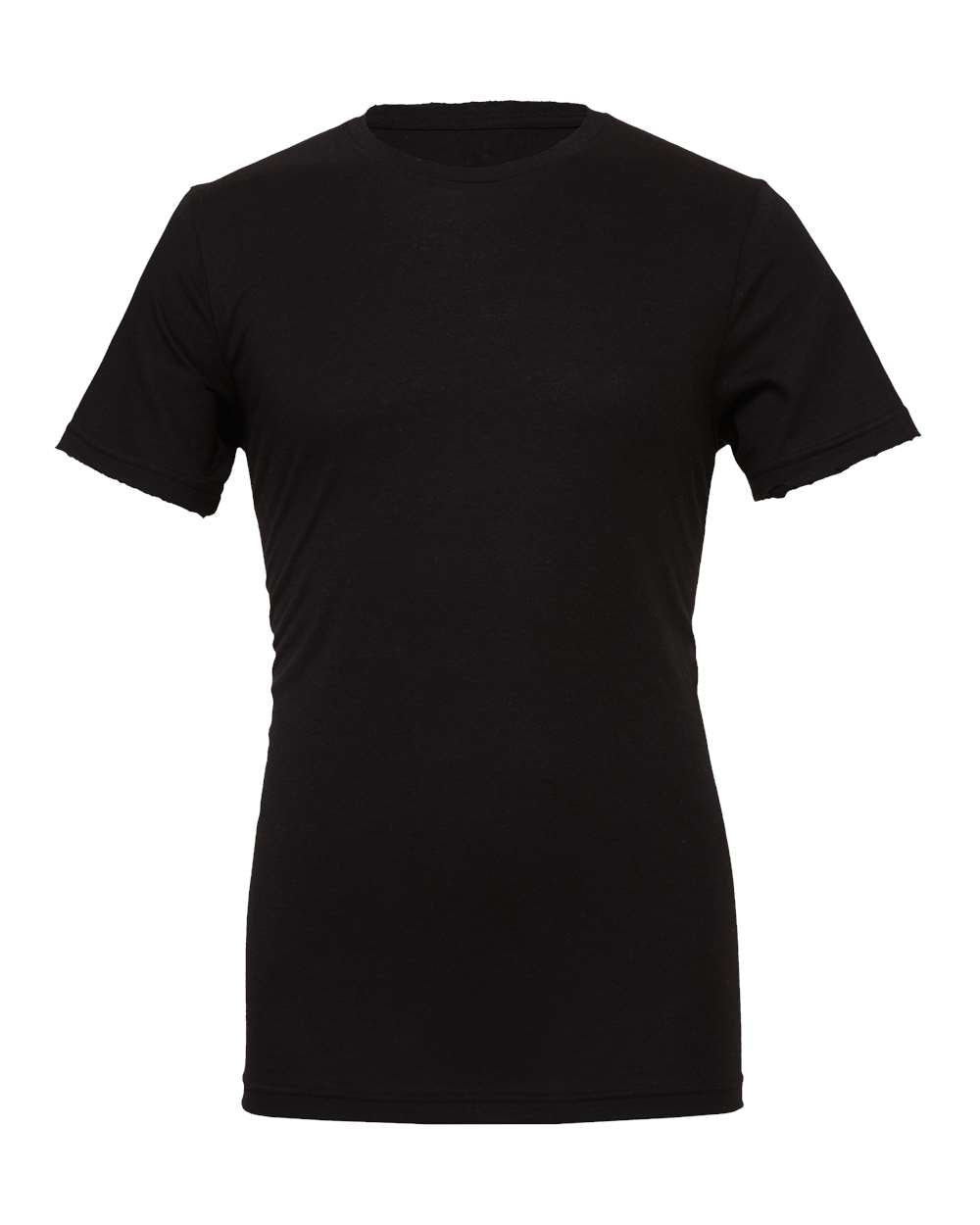 Bella + Canvas 3001 solid black blend cotton t-shirt, front view