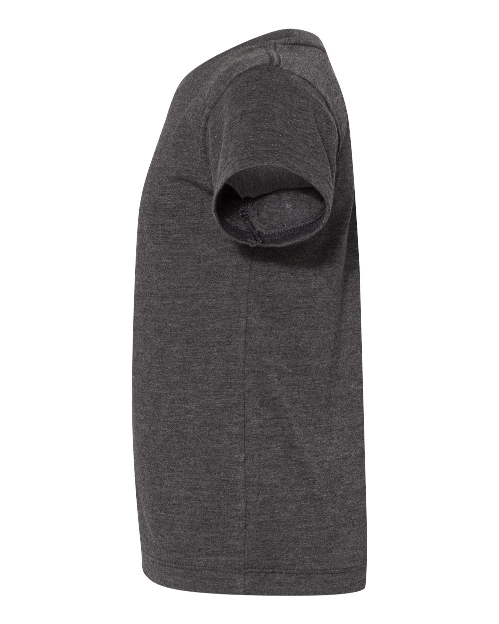 Bella + Canvas 3001 dark grey heather cotton t-shirt, side view