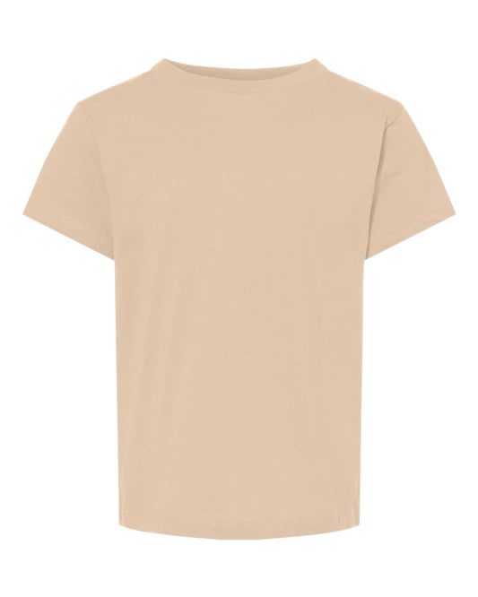 Bella + Canvas 3001 heather dust cotton t-shirt, front view
