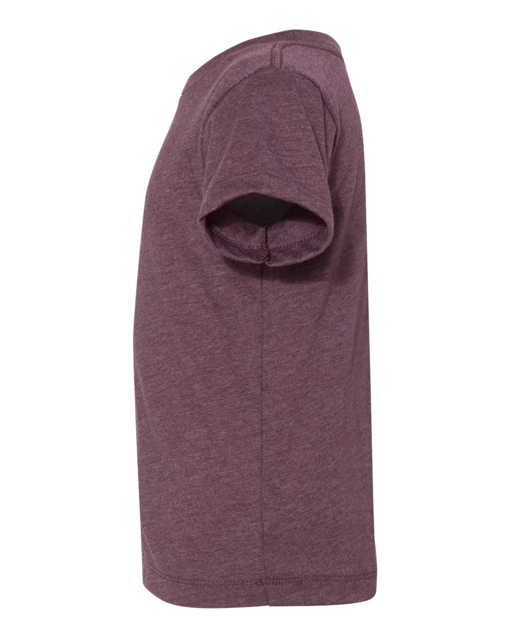 Bella + Canvas 3001 heather maroon cotton t-shirt, side view