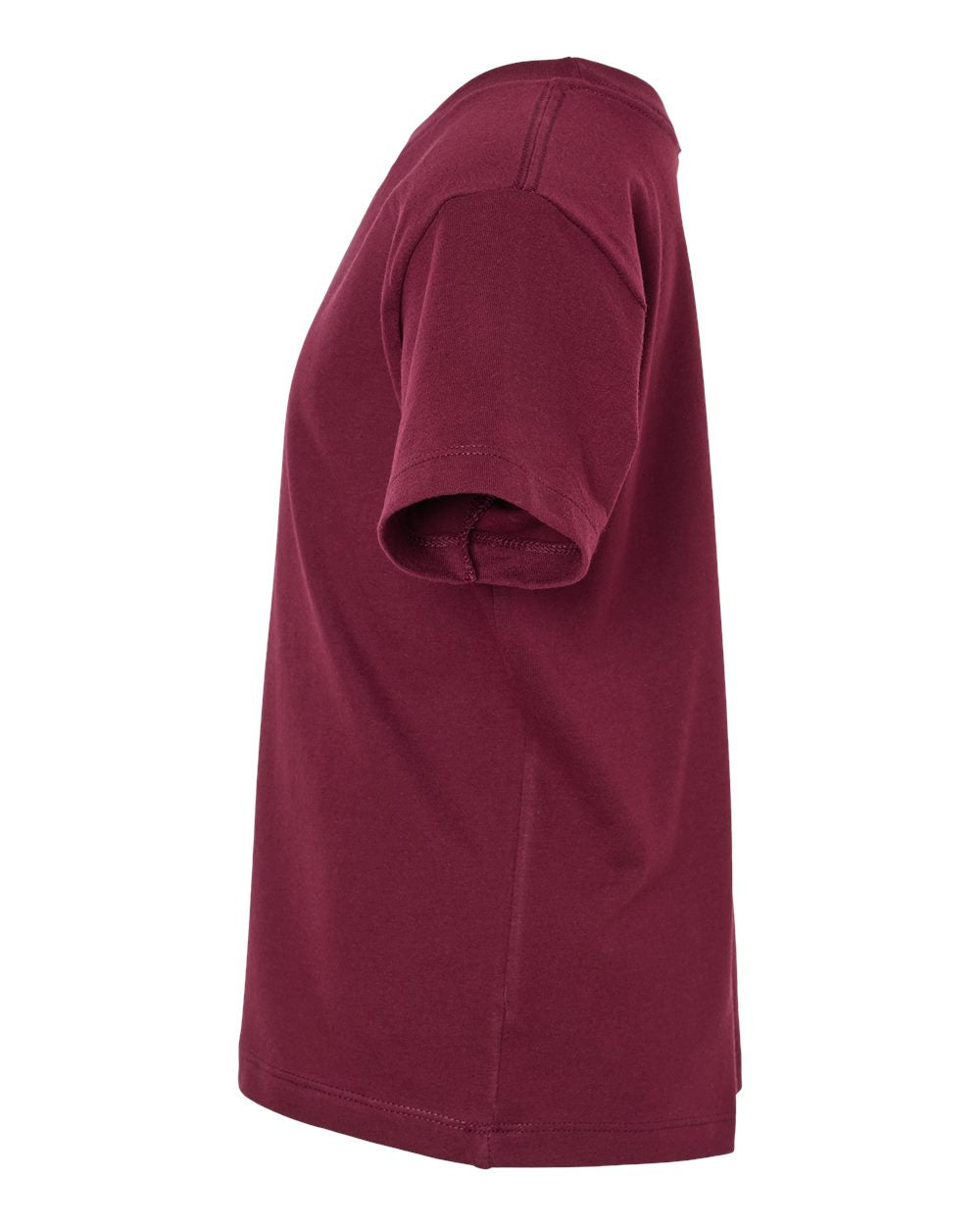 Bella + Canvas 3001 maroon cotton t-shirt, side view