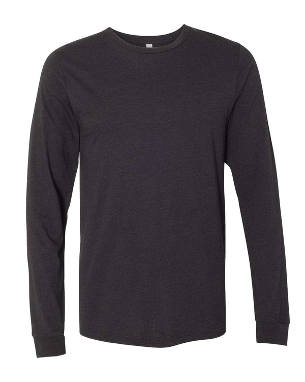 BELLA + CANVAS Unisex Heathered Jersey Long Sleeve T-Shirt in Black Heather