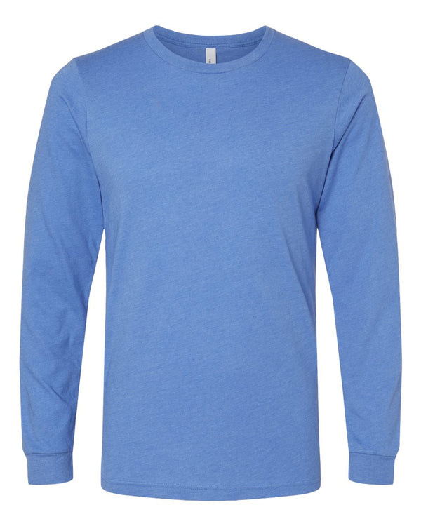 BELLA + CANVAS Unisex Heathered Jersey Long Sleeve T-Shirt in Heather Columbia Blue