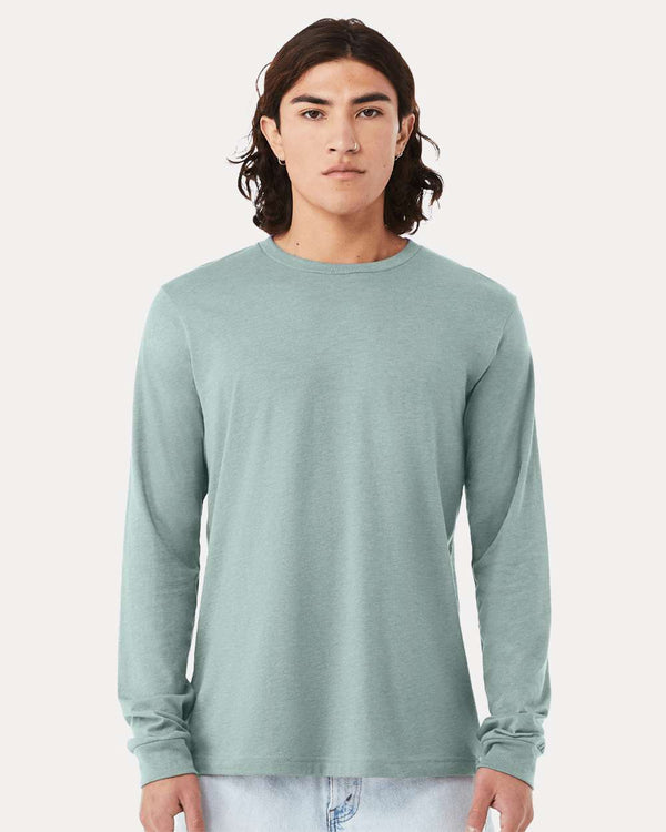 BELLA + CANVAS Unisex Heathered Jersey Long Sleeve T-Shirt in Heather Dusty Blue