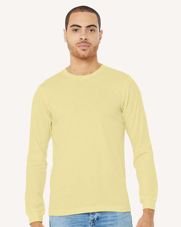 BELLA + CANVAS Unisex Heathered Jersey Long Sleeve T-Shirt in Heather French Vanilla