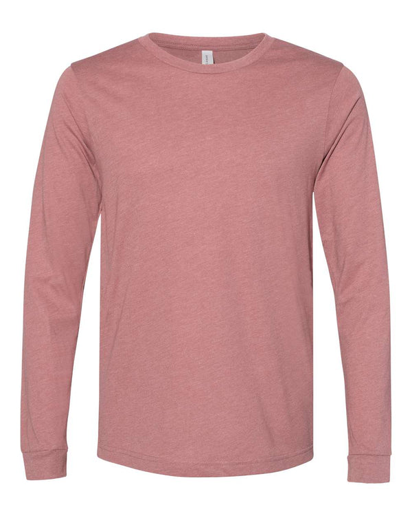 BELLA + CANVAS Unisex Heathered Jersey Long Sleeve T-Shirt in Heather Mauve