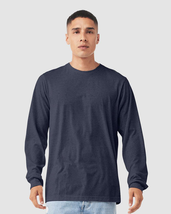 BELLA + CANVAS Unisex Heathered Jersey Long Sleeve T-Shirt in Heather Midnight Navy