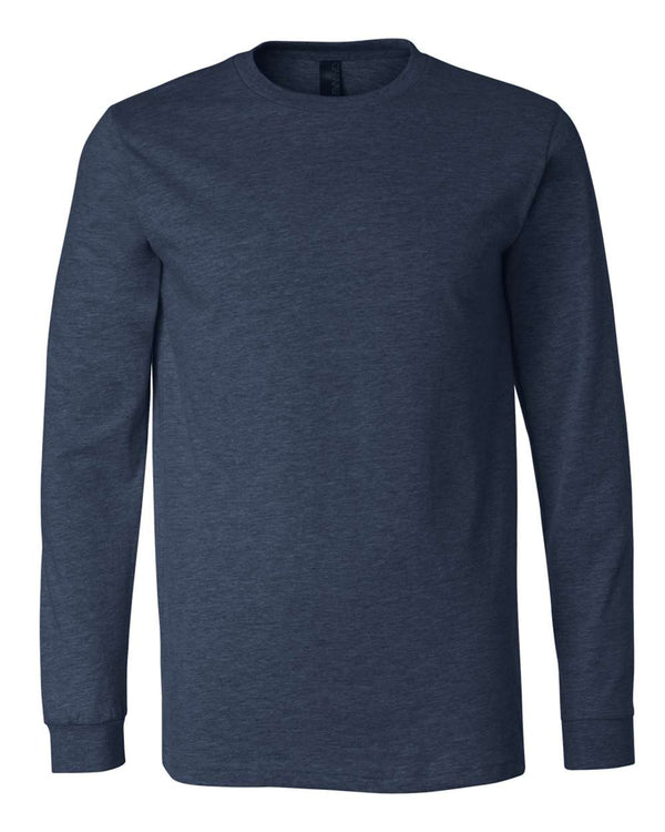 BELLA + CANVAS Unisex Heathered Jersey Long Sleeve T-Shirt in Heather Navy