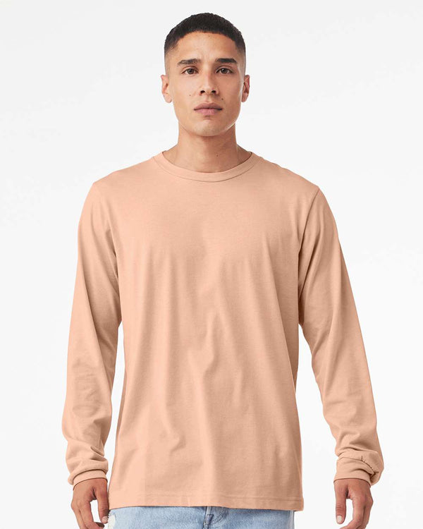 BELLA + CANVAS Unisex Heathered Jersey Long Sleeve T-Shirt in Heather Peach