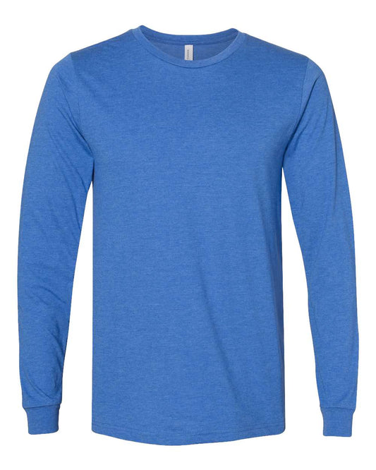 BELLA + CANVAS Unisex Heathered Jersey Long Sleeve T-Shirt in Heather True Royal