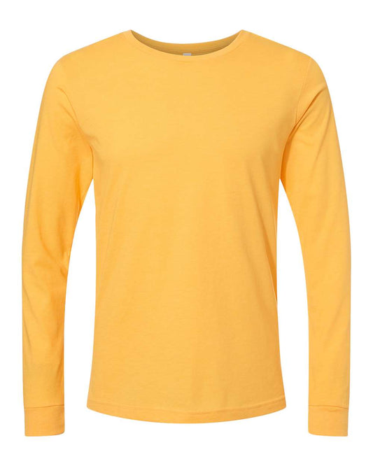 BELLA + CANVAS Unisex Heathered Jersey Long Sleeve T-Shirt in Heather Yellow Gold