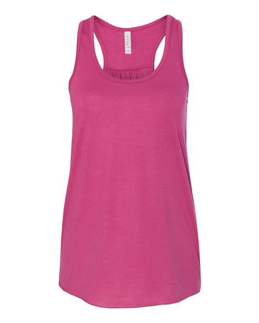 Bella + Canvas 8800 berry women's flowy racerback tank, front view
