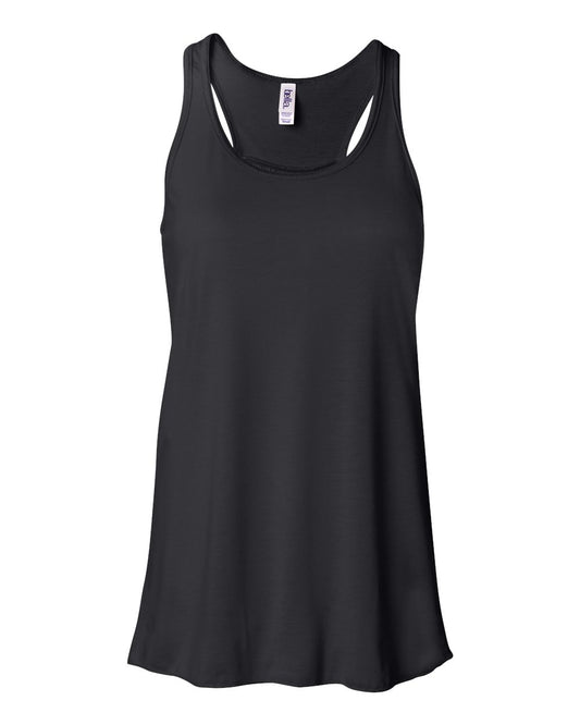 Bella + Canvas 8800 black women's flowy racerback tank, front view