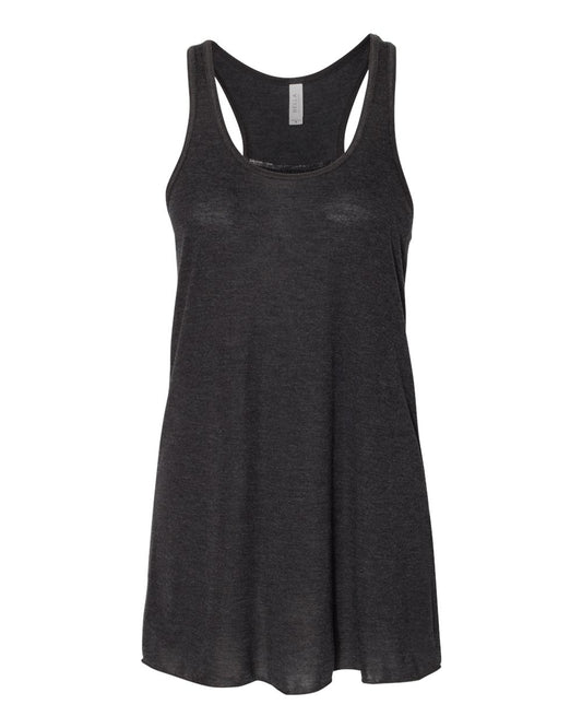 Bella + Canvas 8800 black heather women's flowy racerback tank, front view