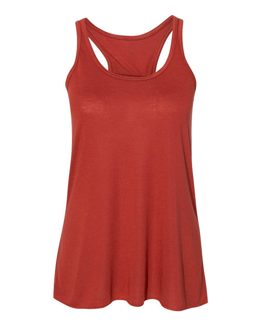 Bella + Canvas 8800 brick red women's flowy racerback tank, front view