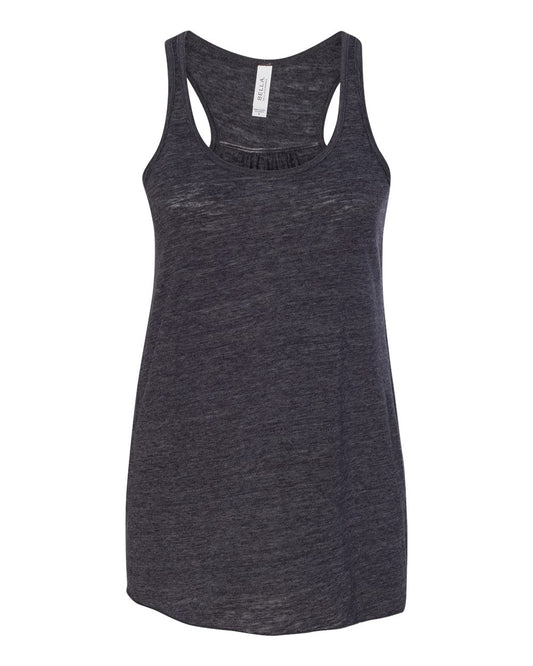 Bella + Canvas 8800 charcoal black slub women's flowy racerback tank, front view