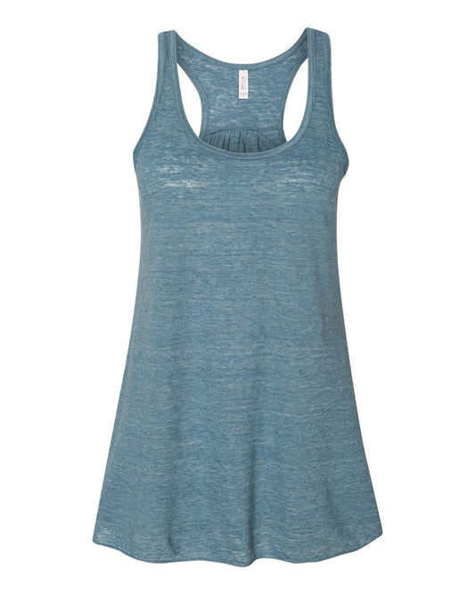 Bella + Canvas 8800 denim slub women's flowy racerback tank, front view