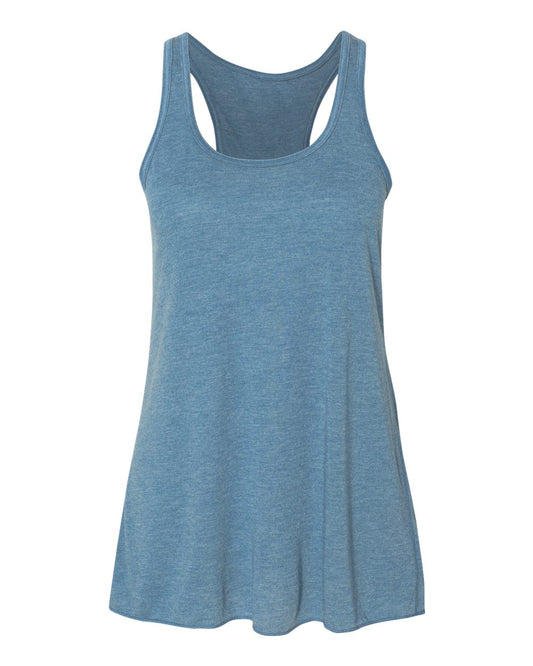 Bella + Canvas 8800 heather deep teal women's flowy racerback tank, front view