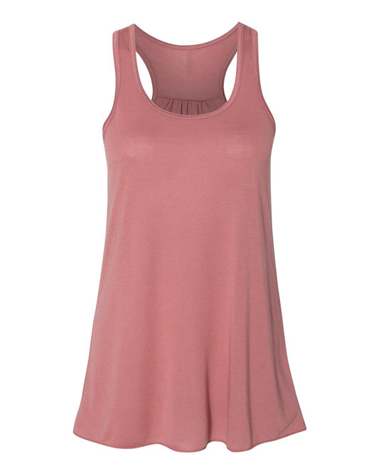 Bella + Canvas 8800 mauve women's flowy racerback tank, front view