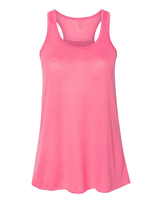 Bella + Canvas 8800 neon pink women's flowy racerback tank, front view