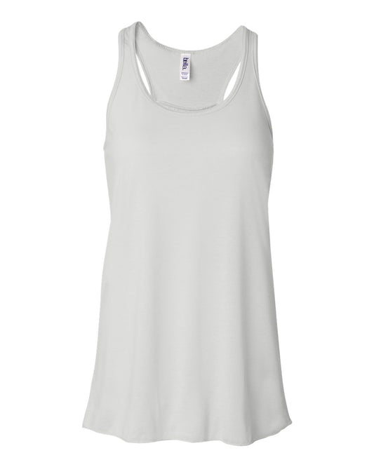 Bella + Canvas 8800 white women's flowy racerback tank, front view