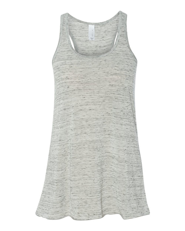 Bella + Canvas Flowy Racerback Tank, White Marble