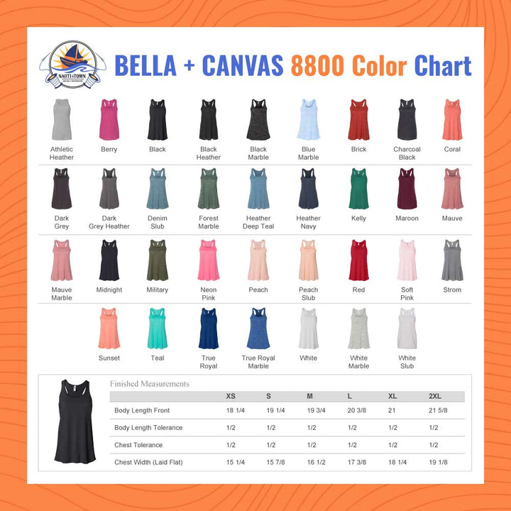 Bella Canvas 8800 Flowy Tank Top Size Chart