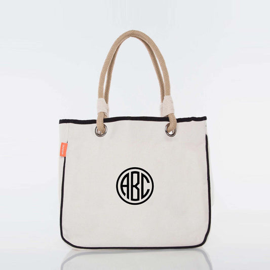 Personalized Rope Tote for Everyday Carry, Black personalized front