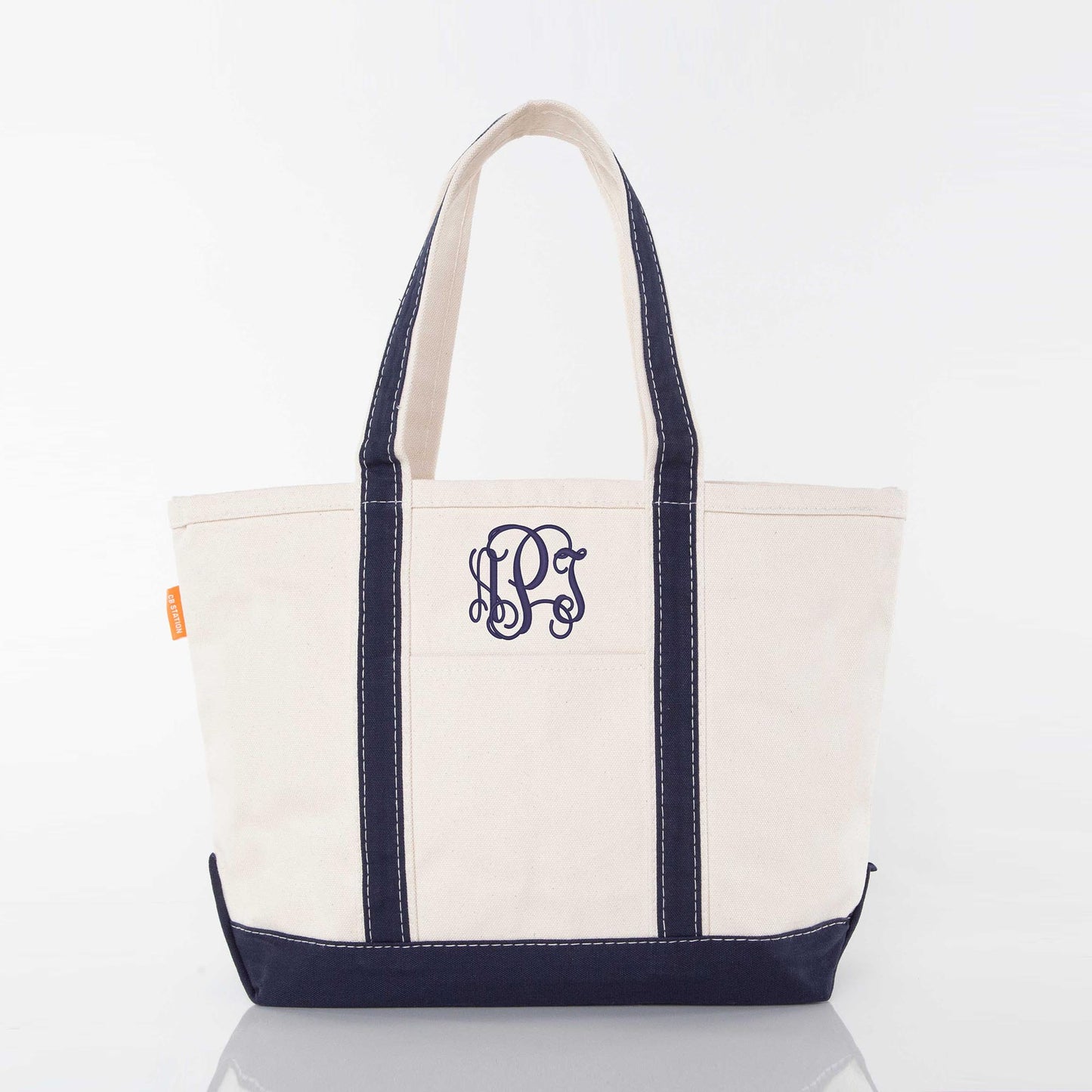 Personalized Medium Classic Tote for Everyday Carry, Navy personalized front