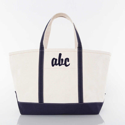 Personalized Large Classic Tote for Everyday Carry, Navy personalized front
