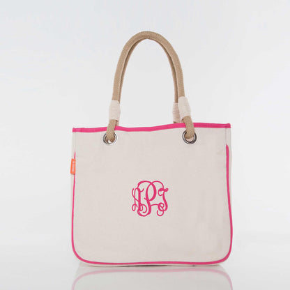 Personalized Rope Tote for Everyday Carry, Hot Pink personalized front