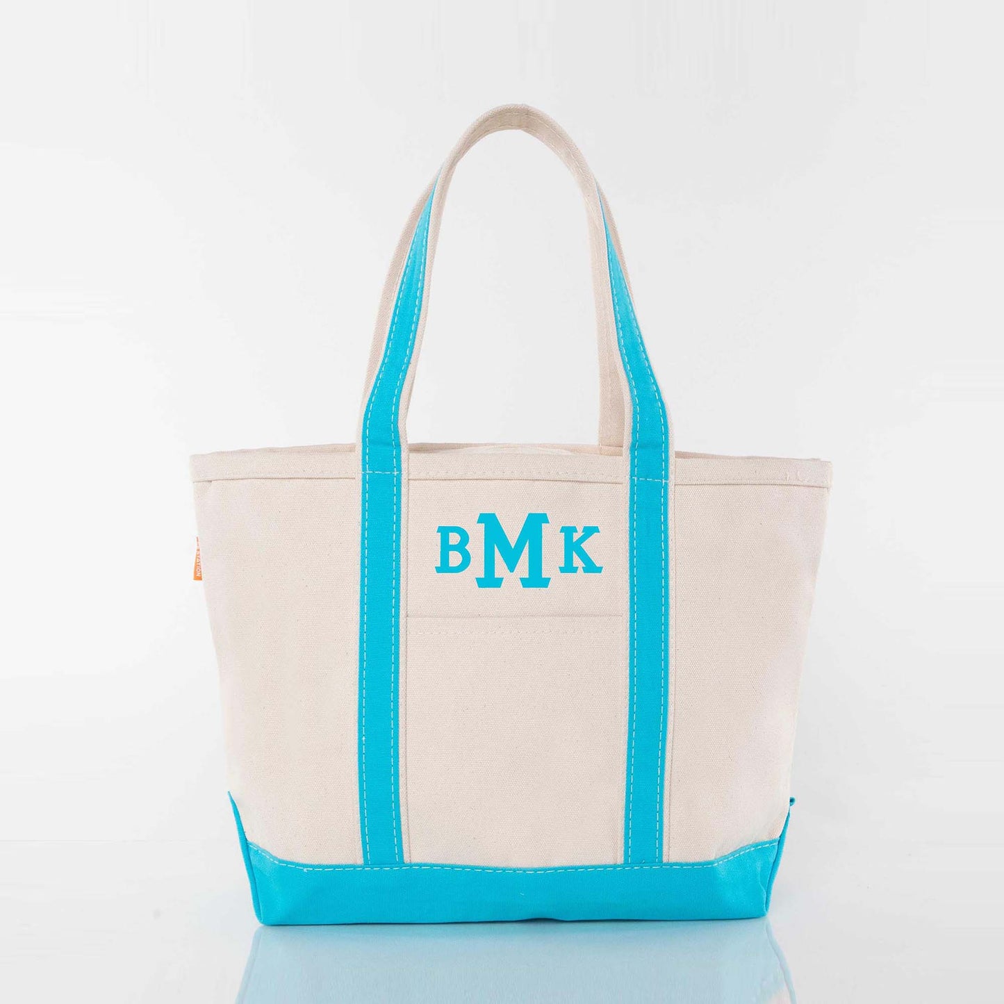 Personalized Medium Classic Tote for Everyday Carry, Turquoise personalized front